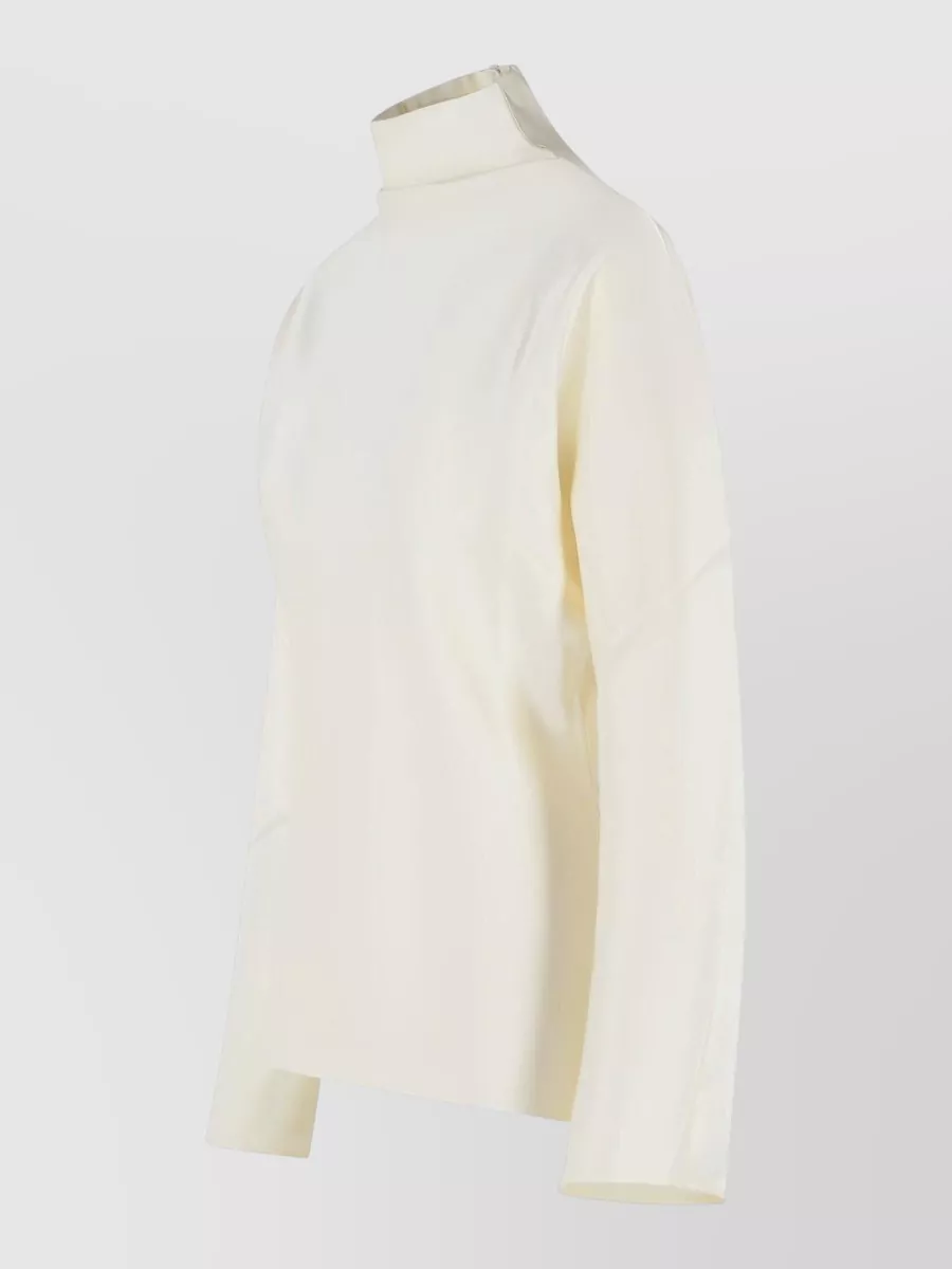 Róhe Satin Mock Neck Long Sleeve Blouse