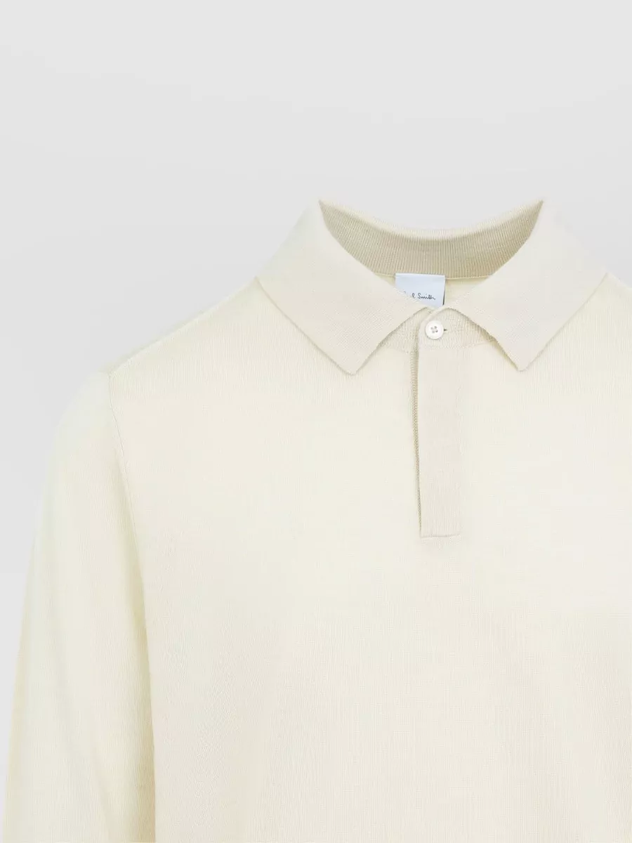 Paul Smith Merino Wool Fine Knit Long Sleeve Polo Shirt