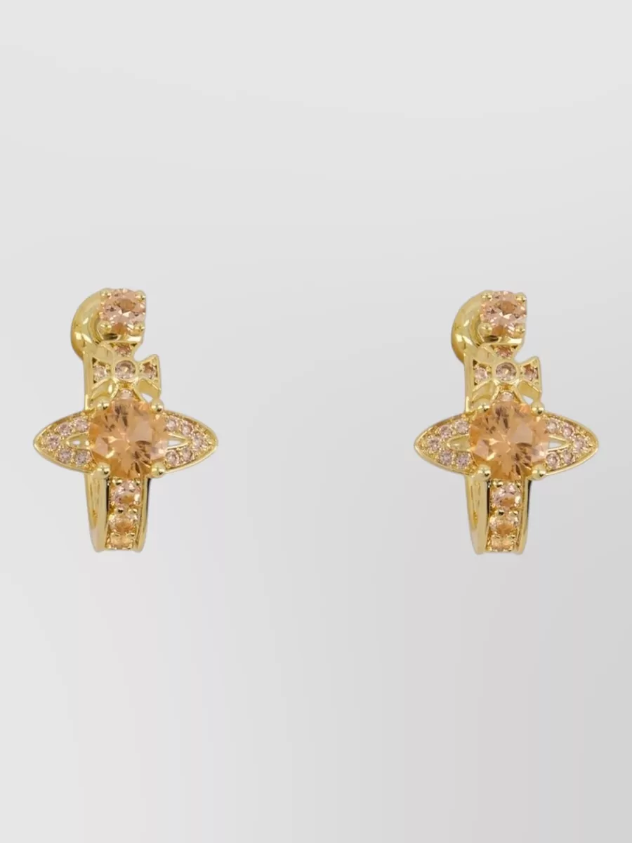 Vivienne Westwood Maitena Hoop Earrings Metal Gemstone In Neutrals