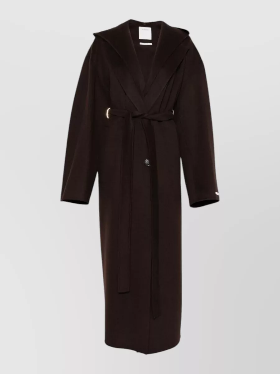 Sportmax virgin wool belted hooded coat