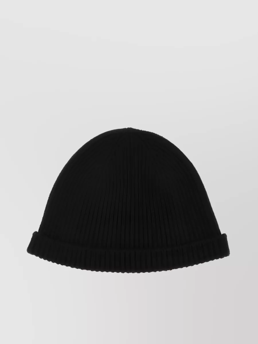 Shop Jil Sander Textured Ribbed Knit Hat In Black