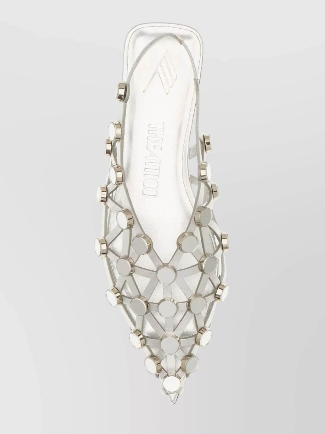 ATTICO GRID BALLERINAS WITH MIRROR SURFACE AND STUDS