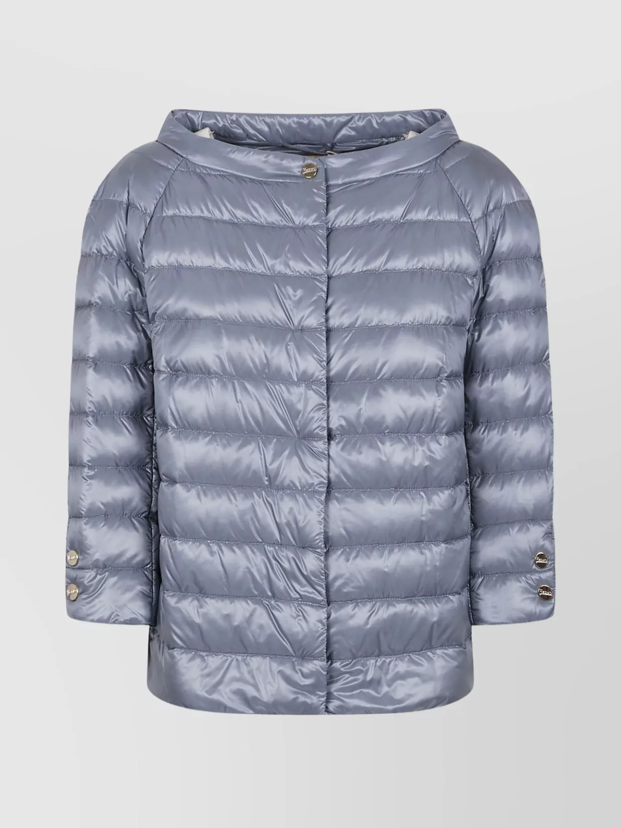 Herno Quilted Three-quarter Sleeve Jacket In Blue