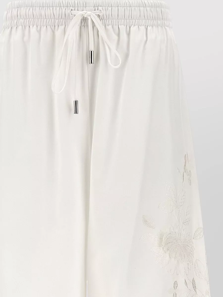 Ermanno Scervino Lace Insert Trousers Elastic Waistband Wide Leg In White