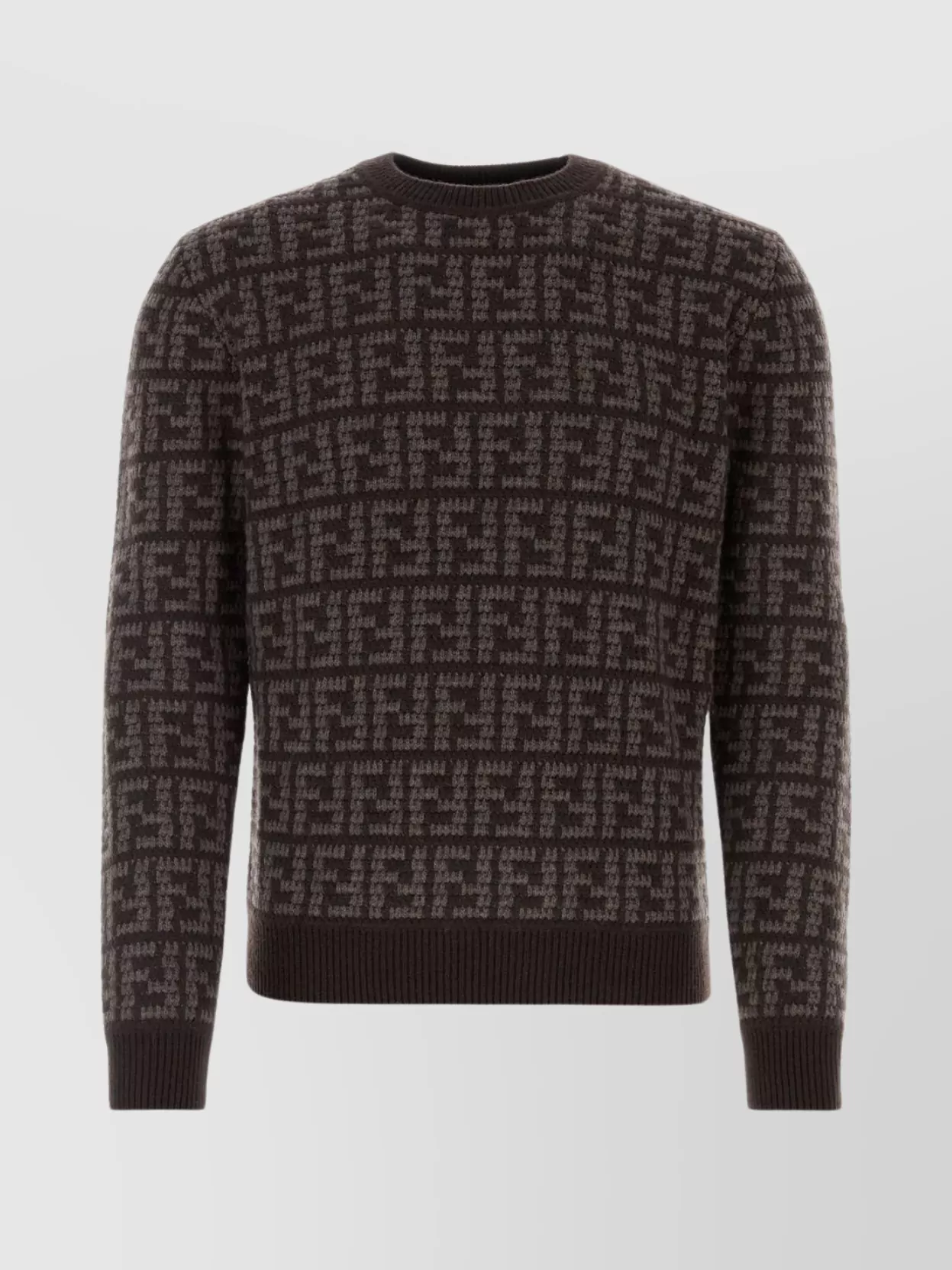 Shop Fendi Embroidered Cashmere Crewneck Sweater In Brown