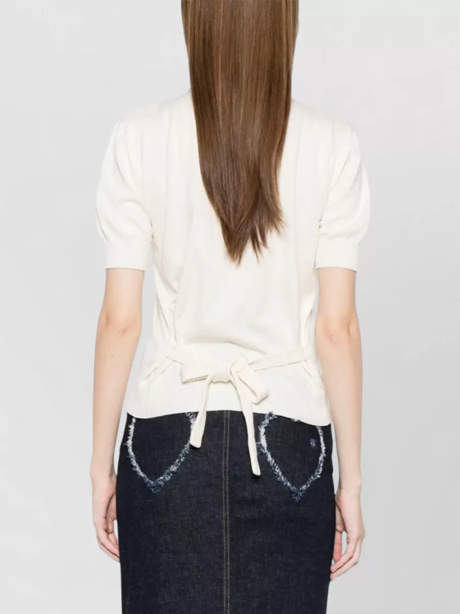 Moschino Short-Sleeve Crewneck Knitted Top