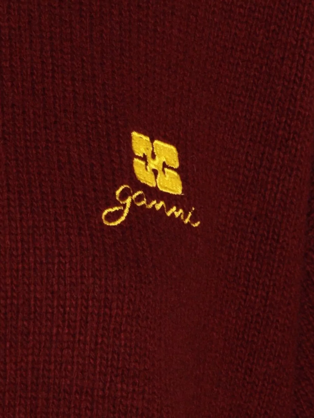 Ganni Long Sleeve Crew Neck Knitwear Top