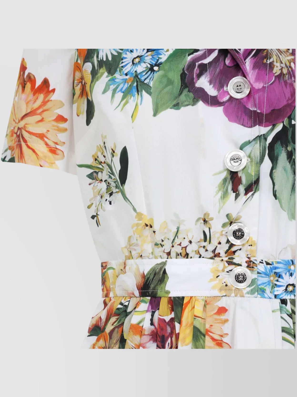 Dolce & Gabbana Pleated Floral-print Cotton-poplin Midi Dress In Multi