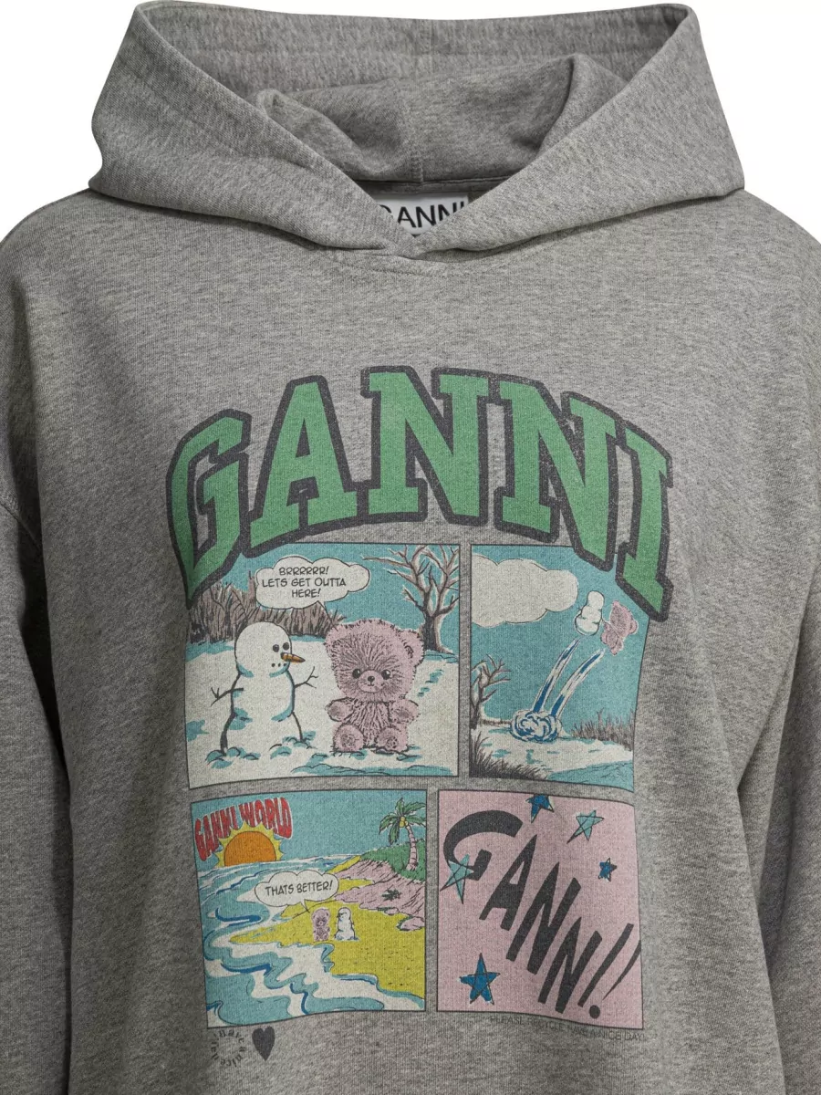 Ganni Bear Comic Graphic Hoodie Long Sleeves