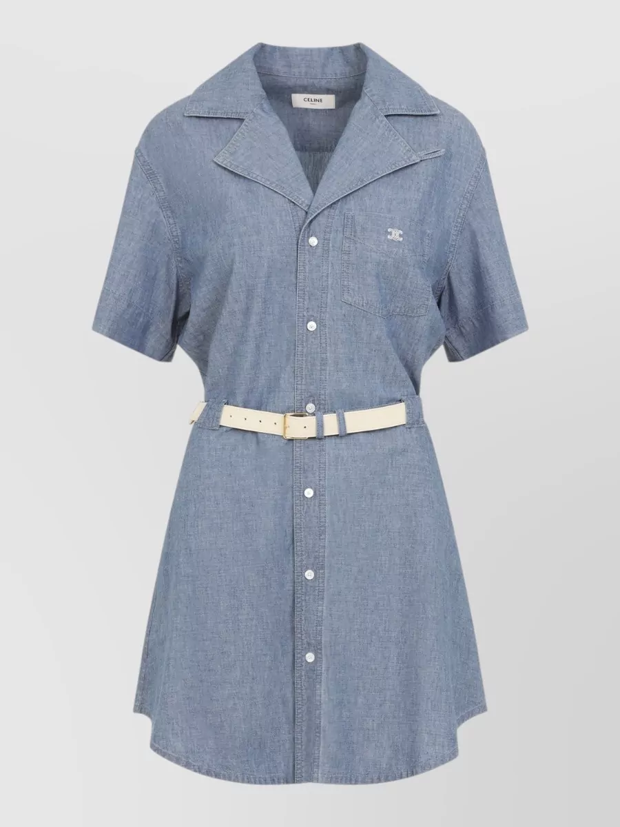 Celine denim short-sleeve shirt mini dress