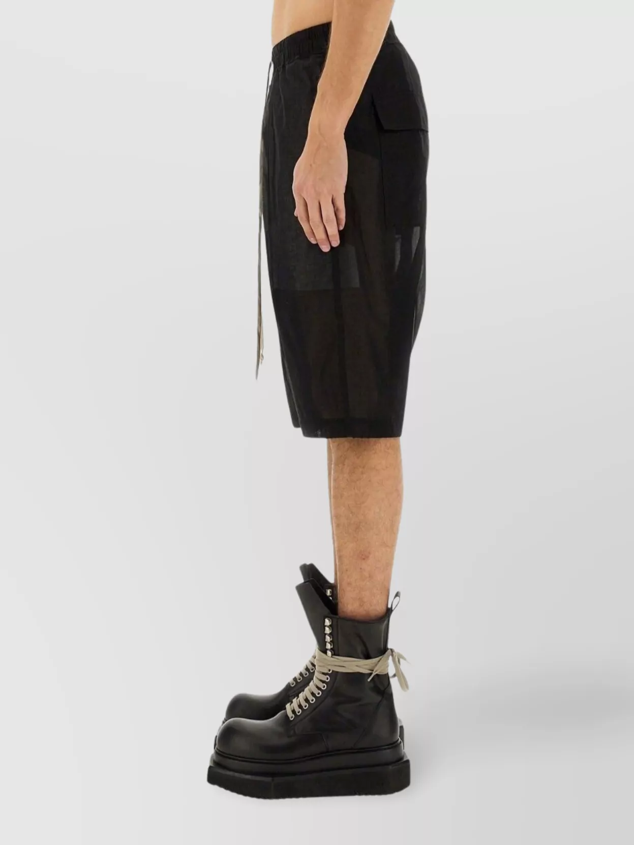Rick Owens Pods Knee Length Shorts With Sheer Panels