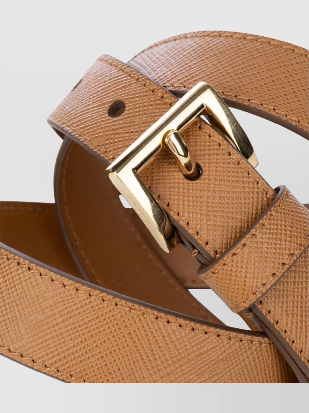 Prada Textured Finish Gold-Tone Hardware Belt