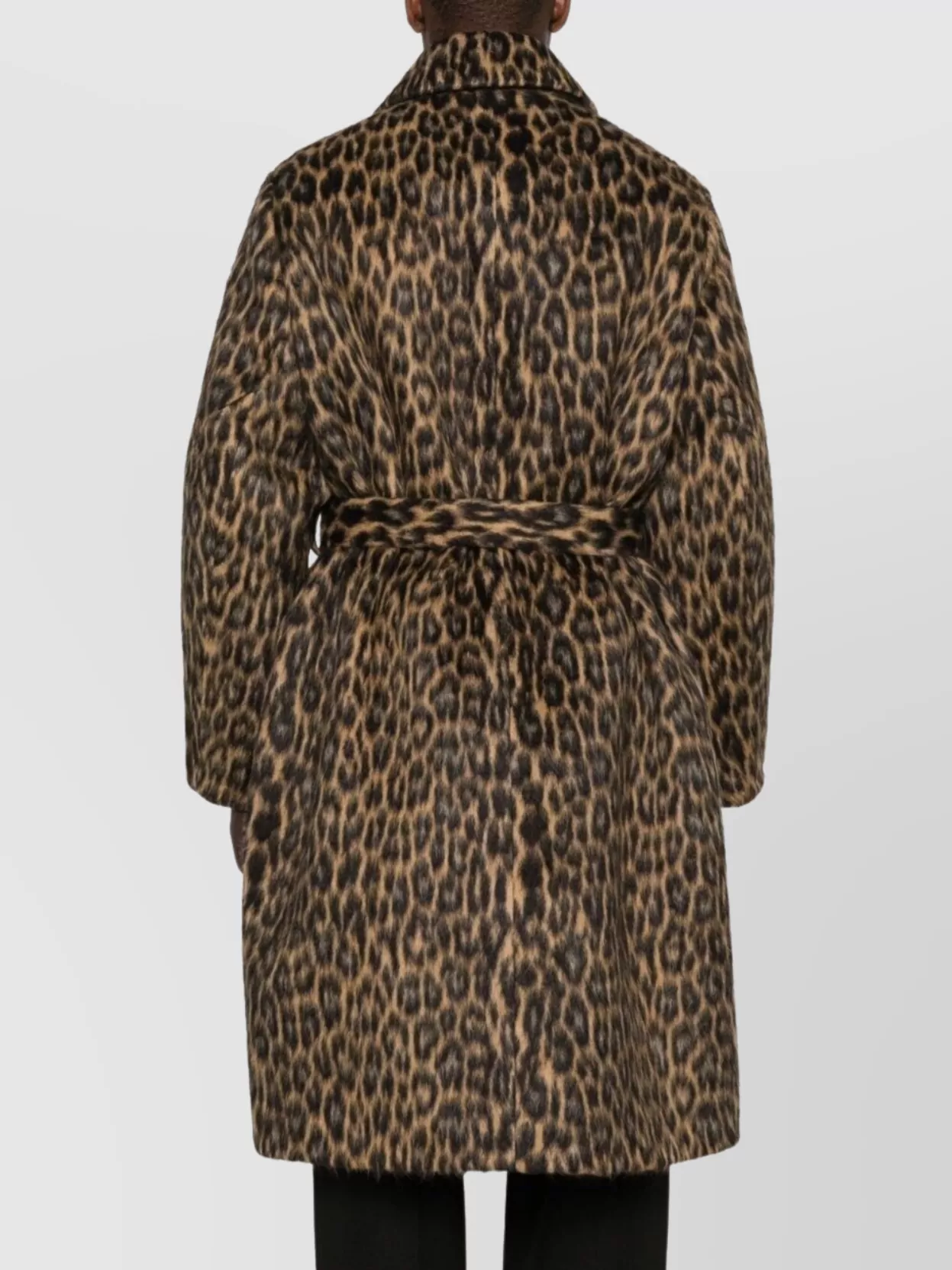 Lanvin Long Animal Print Coat With Belted Waist