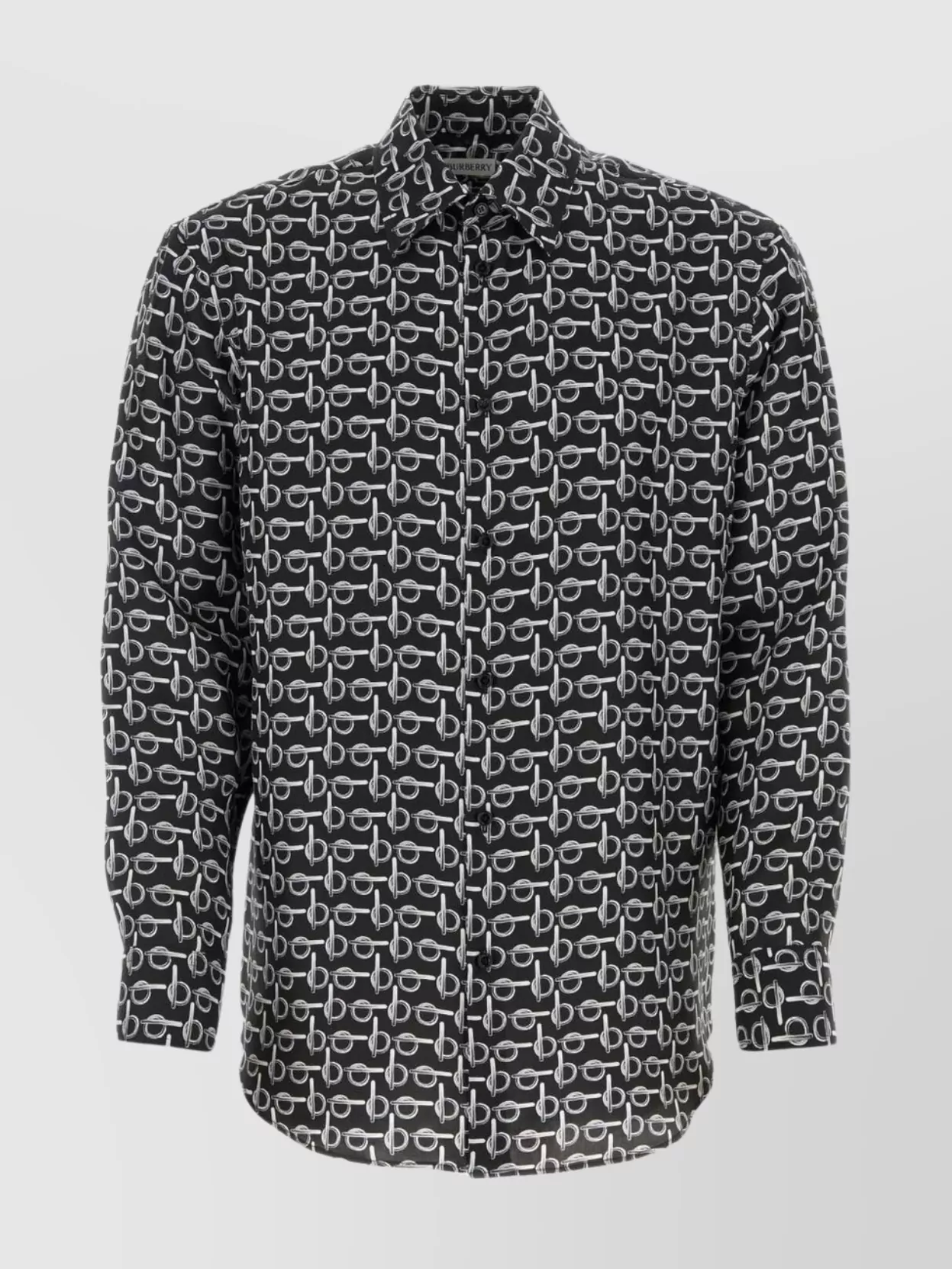 Burberry Silk Oversize Shirt All-over Print In Black