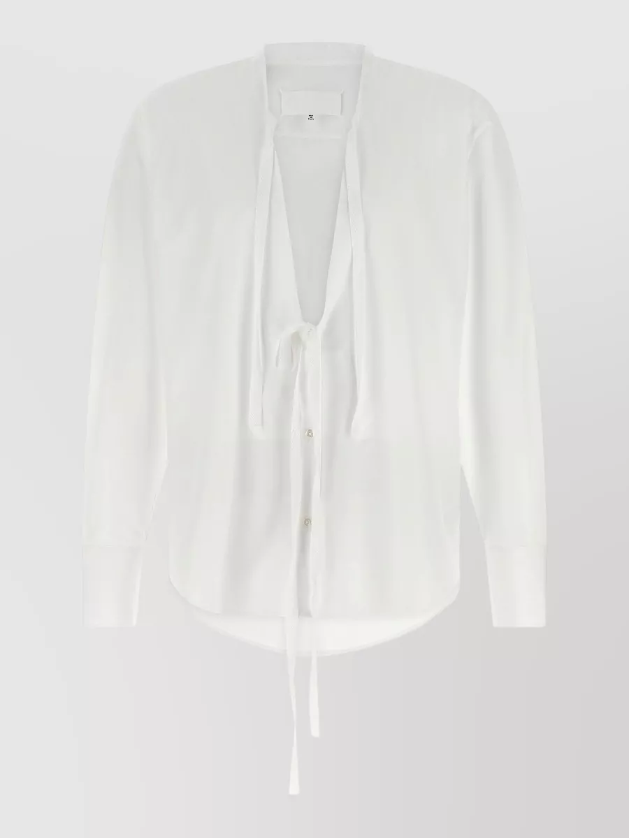 Maison Margiela Cotton v-neck long-sleeve shirt