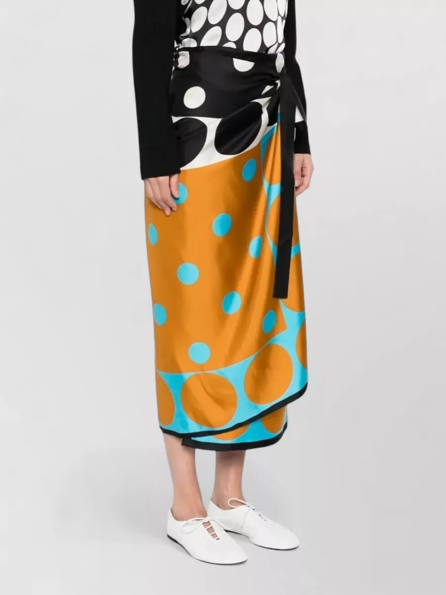 Dries Van Noten Silk Printed Wrap Midi Skirt