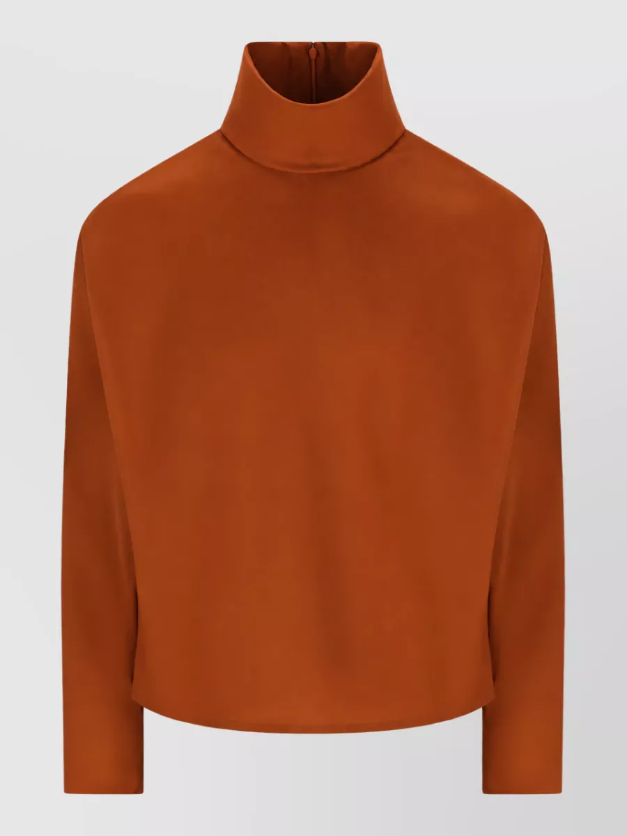 Saint Laurent Silk Cropped High Neck Ribbed Knit Top