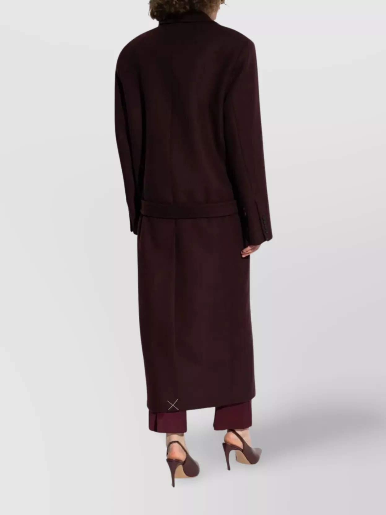 Attico Tailored Long Coat Featuring Waist Belt In Burgundy