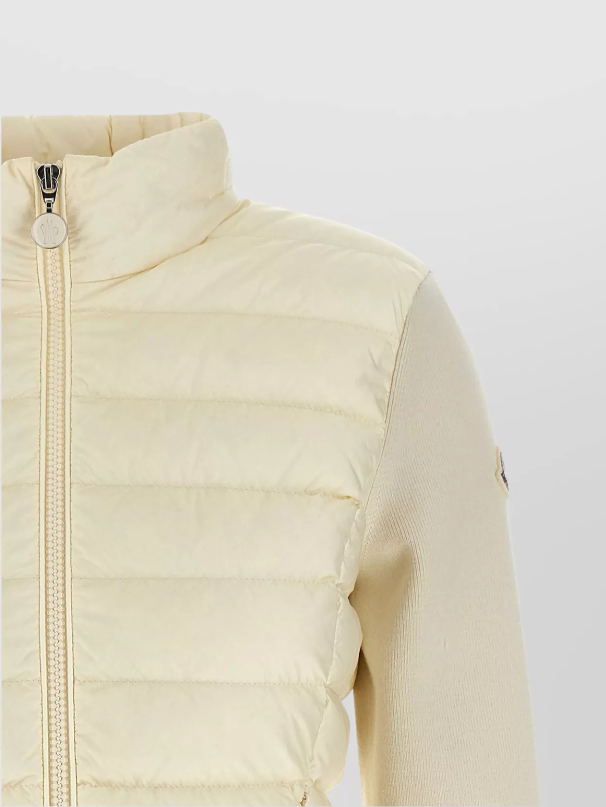 Shop Moncler Two-texture Padded Sleeve Cardigan