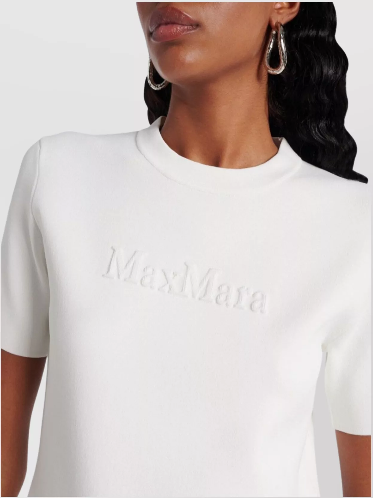 Max Mara 3d Lettering Crewneck Sweater In Viscose In White