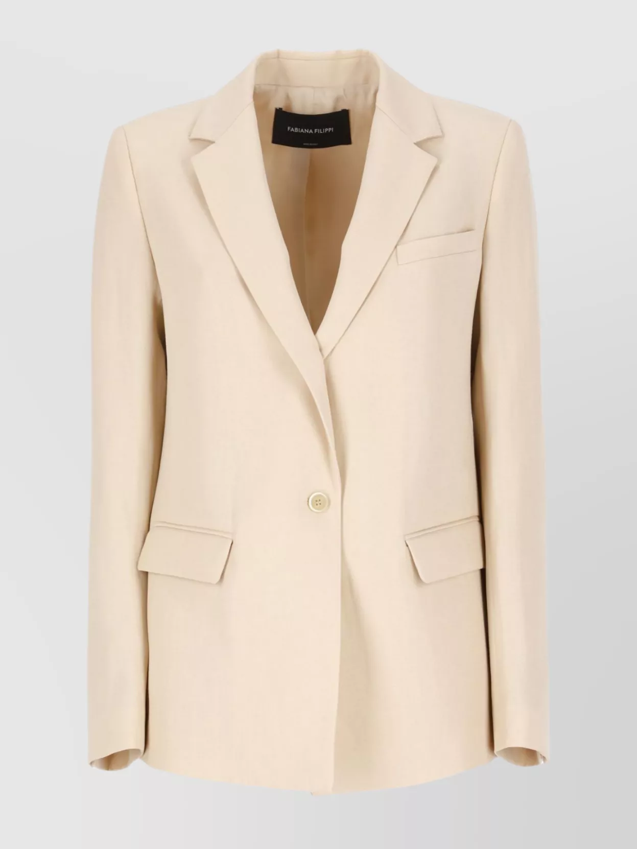 Fabiana Filippi Wool And Linen Blazer With Flap Pockets In Neutral