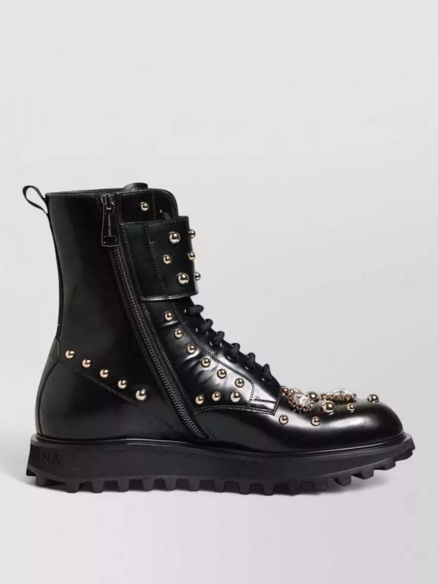 Dolce&Gabbana Studded Leather Combat Boots