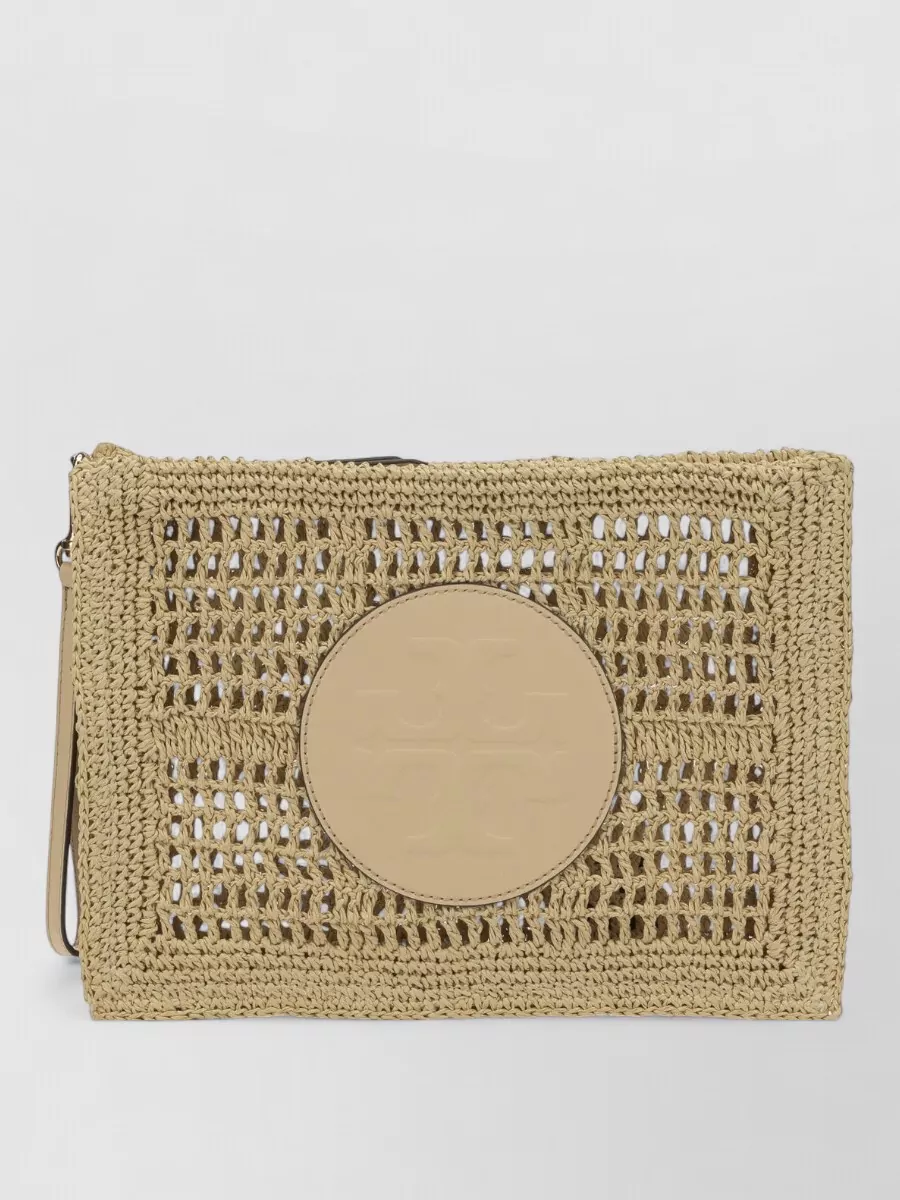 Tory Burch Clutch Bag Woven Texture Wrist Strap