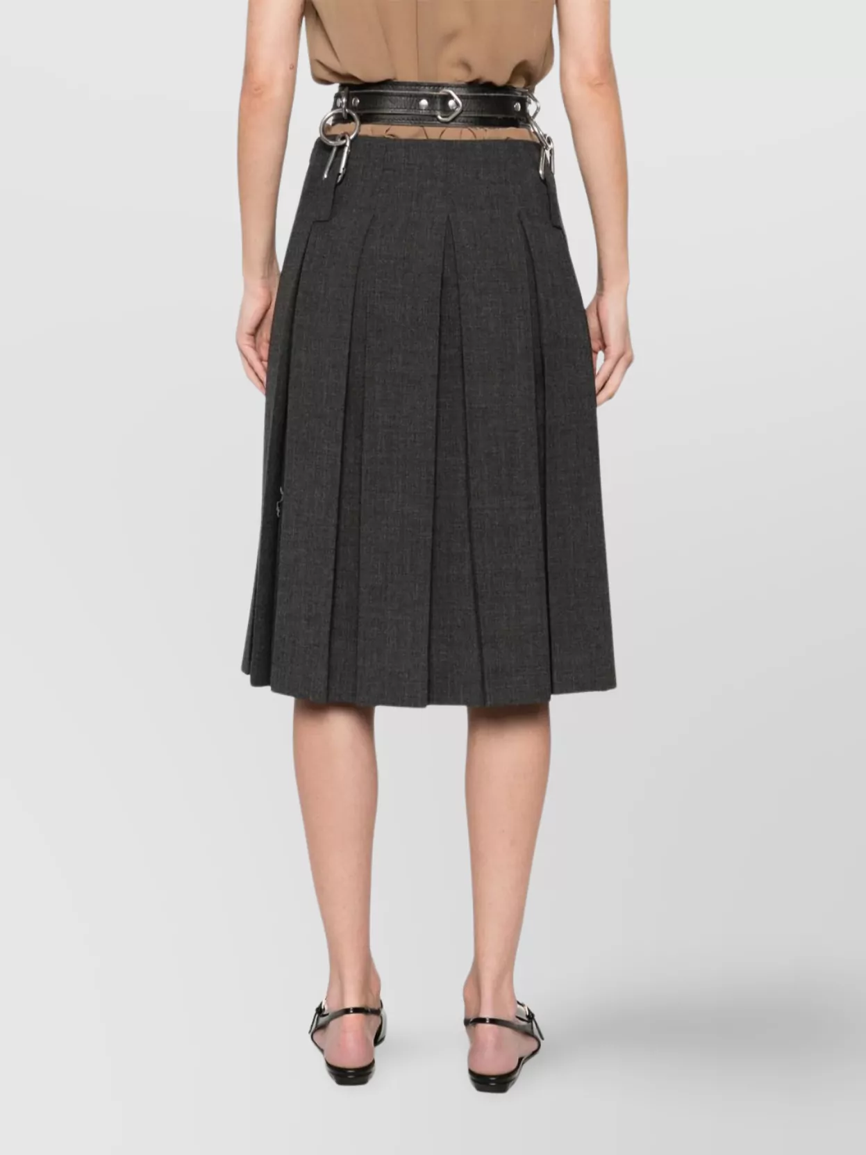 Prada Pleated High Waist Midi Skirt