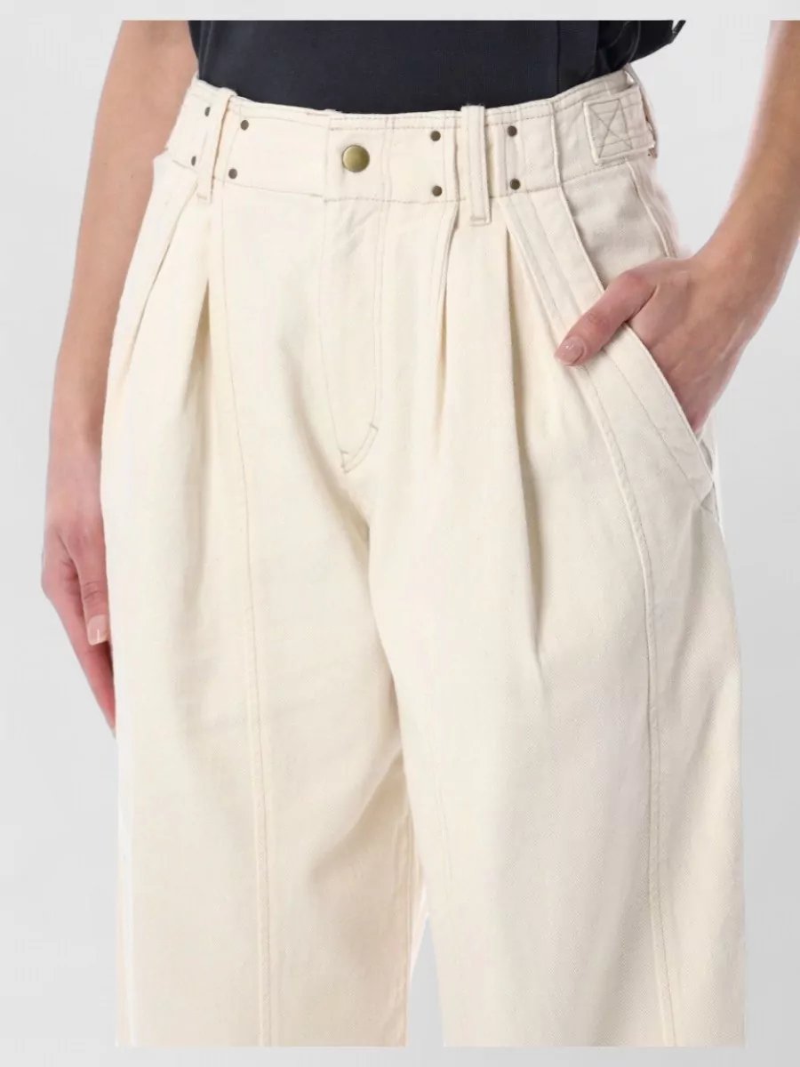 Isabel Marant Ireme Pleated Denim Wide Leg Trousers