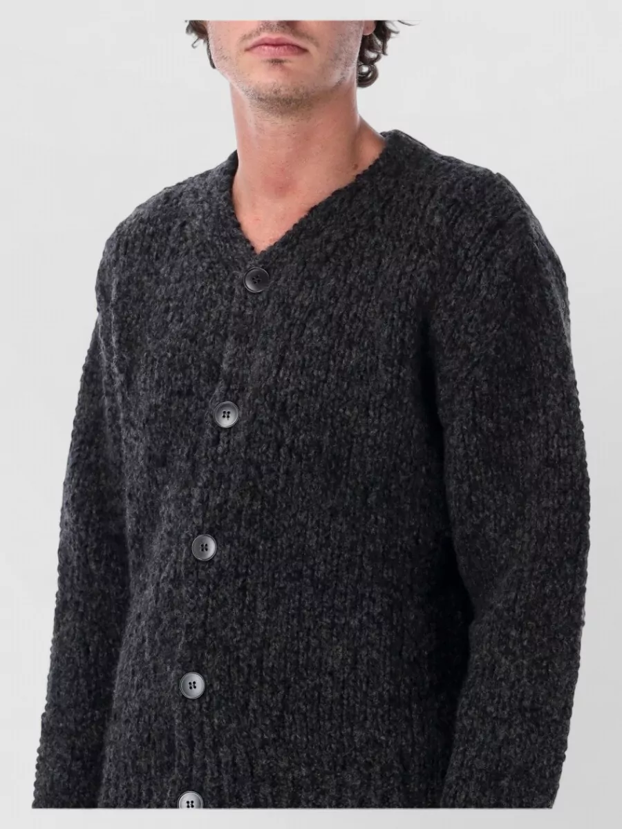 Sunflower Alpaca Wool Textured V-Neck Cardigan