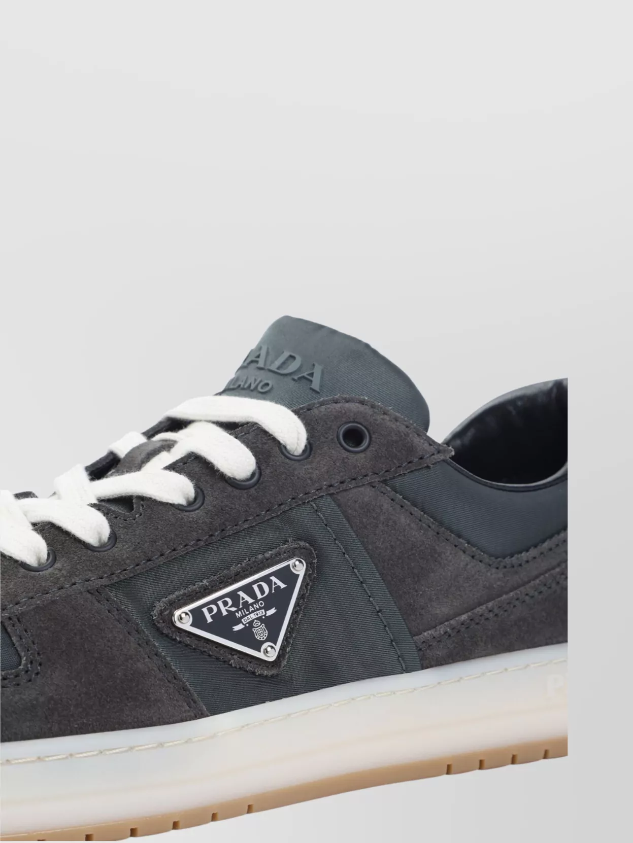 Prada Sneakers Downtown In Re-nylon And Gray Suede Men In Gray