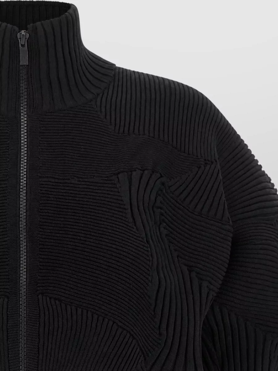 Issey Miyake Ribbed High-Neck Zip-Up Jacket