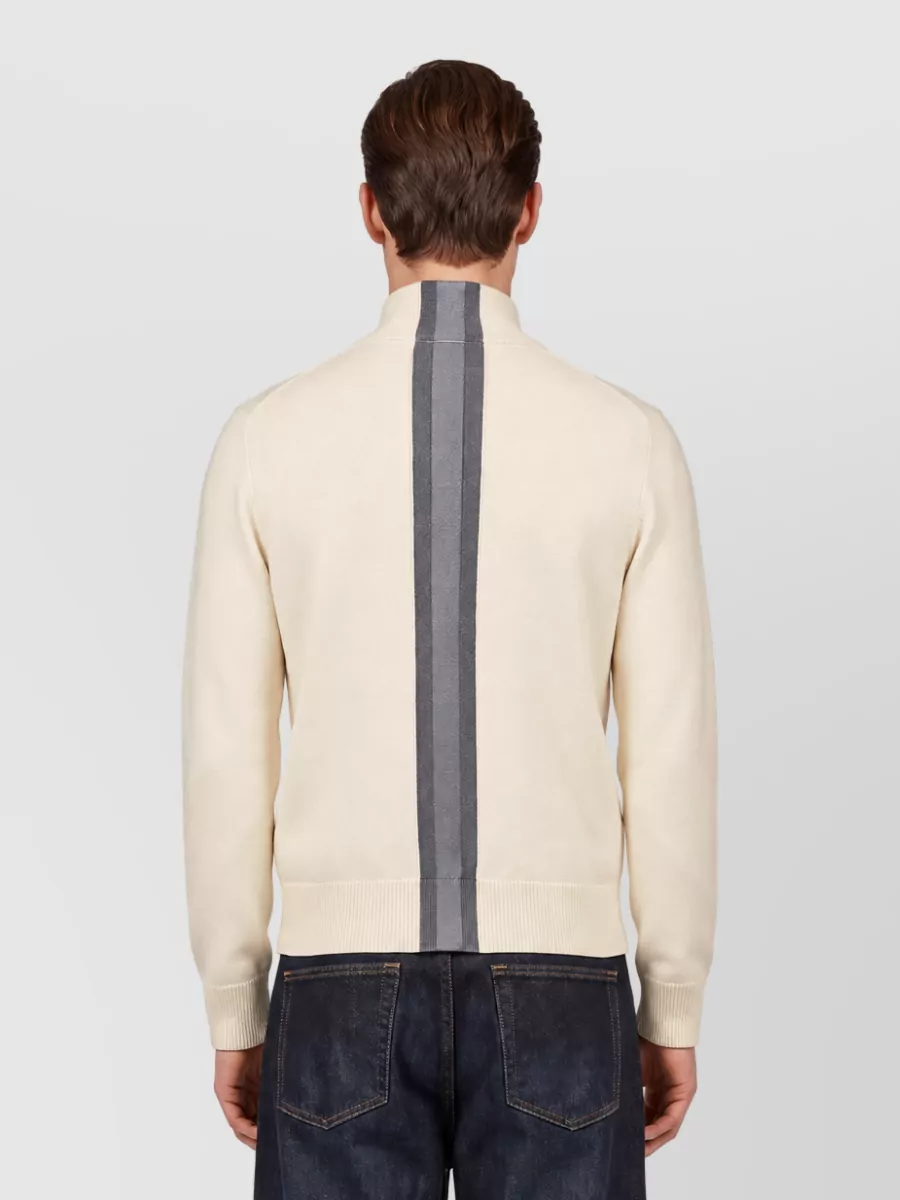 Gucci Wool Fine-Knit High-Neck Zip-Up Sweater