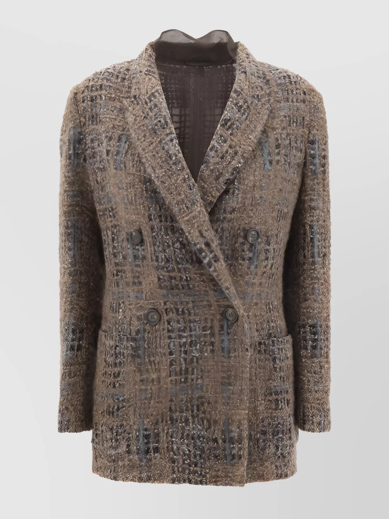 Brunello Cucinelli Check Pattern Mohair Blazer Jacket In Multi