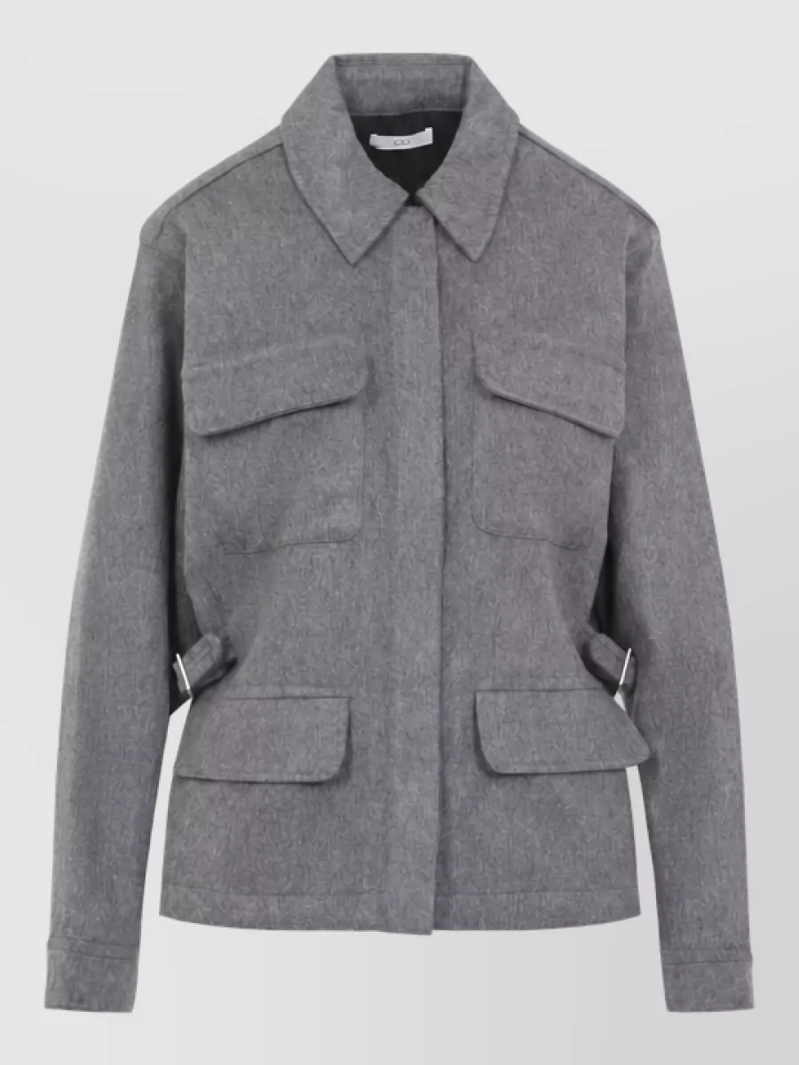 Co cashmere virgin wool belted shirt jacket