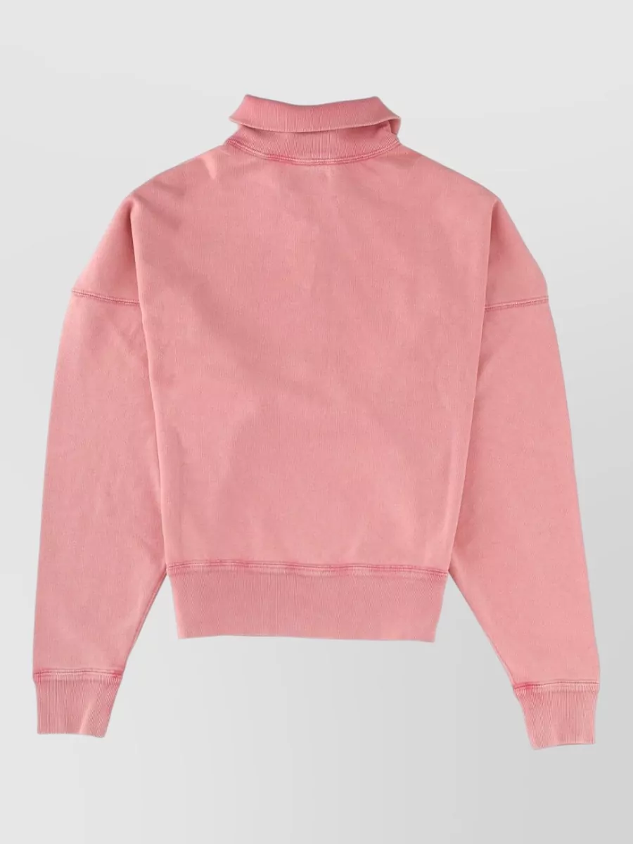 Isabel Marant Étoile Knit Sweater High Collar Ribbed Cuffs Hem In Pink