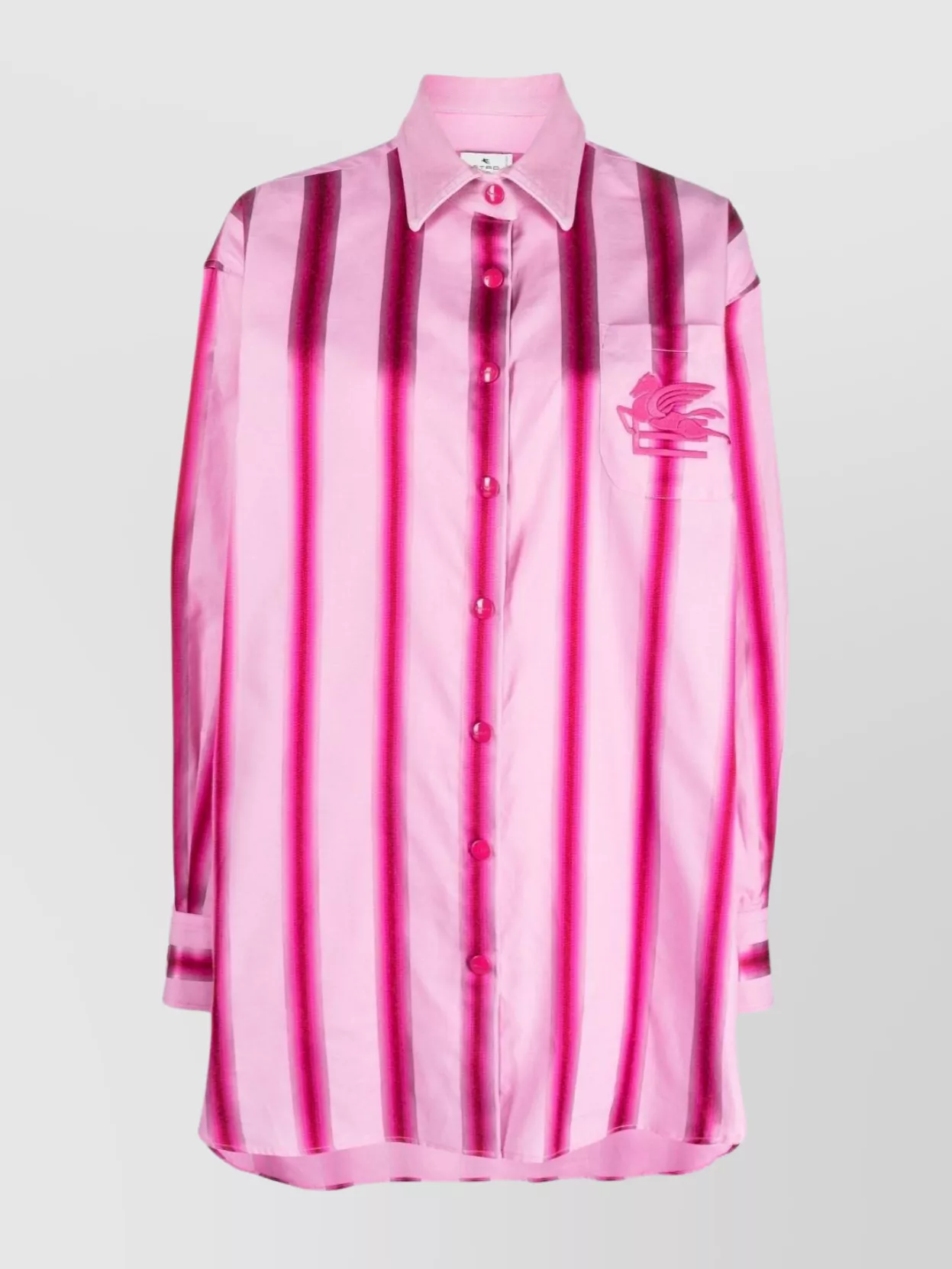 Shop Etro Striped Shirt Dress With High-low Hem In Pastel