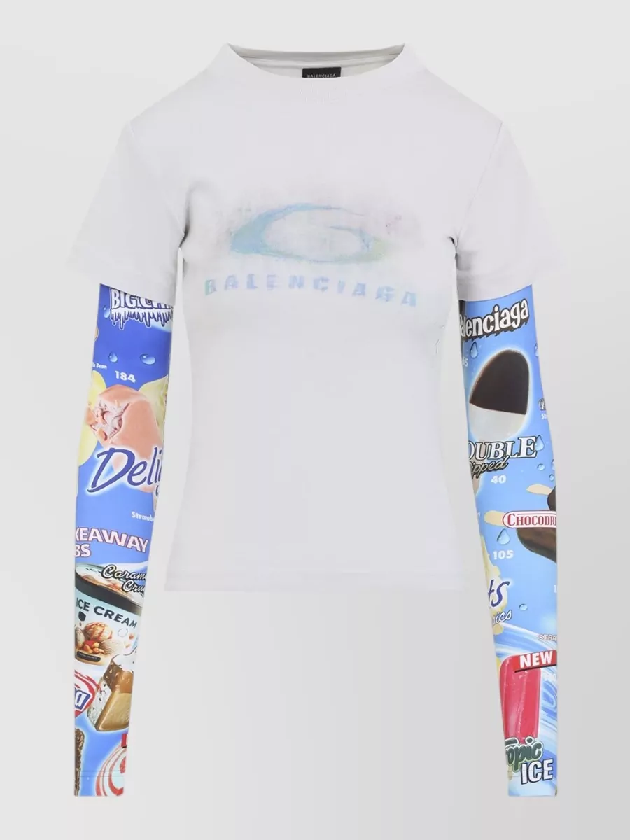 Balenciaga Double Layer Short Sleeve Graphic Tshirt Crewneck