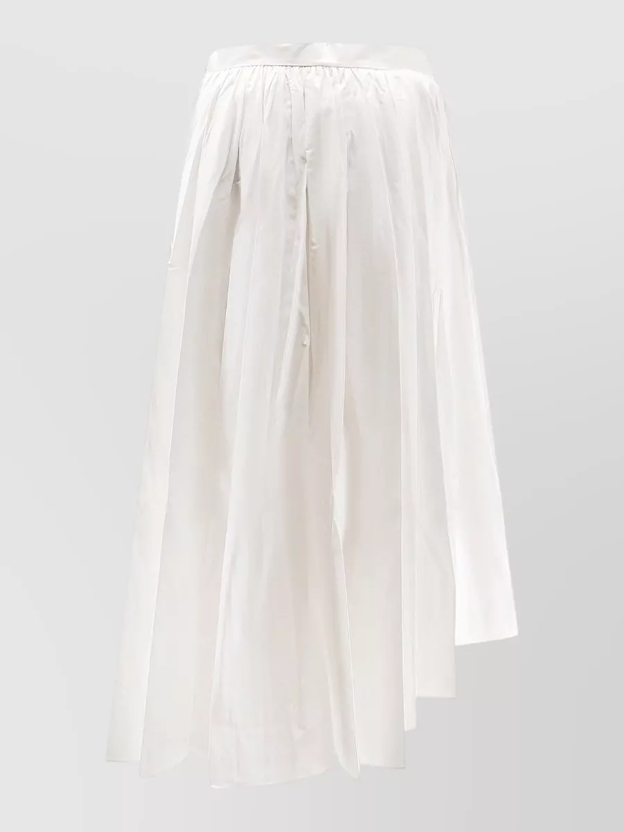 Self-Portrait Cotton gathered asymmetric midi skirt
