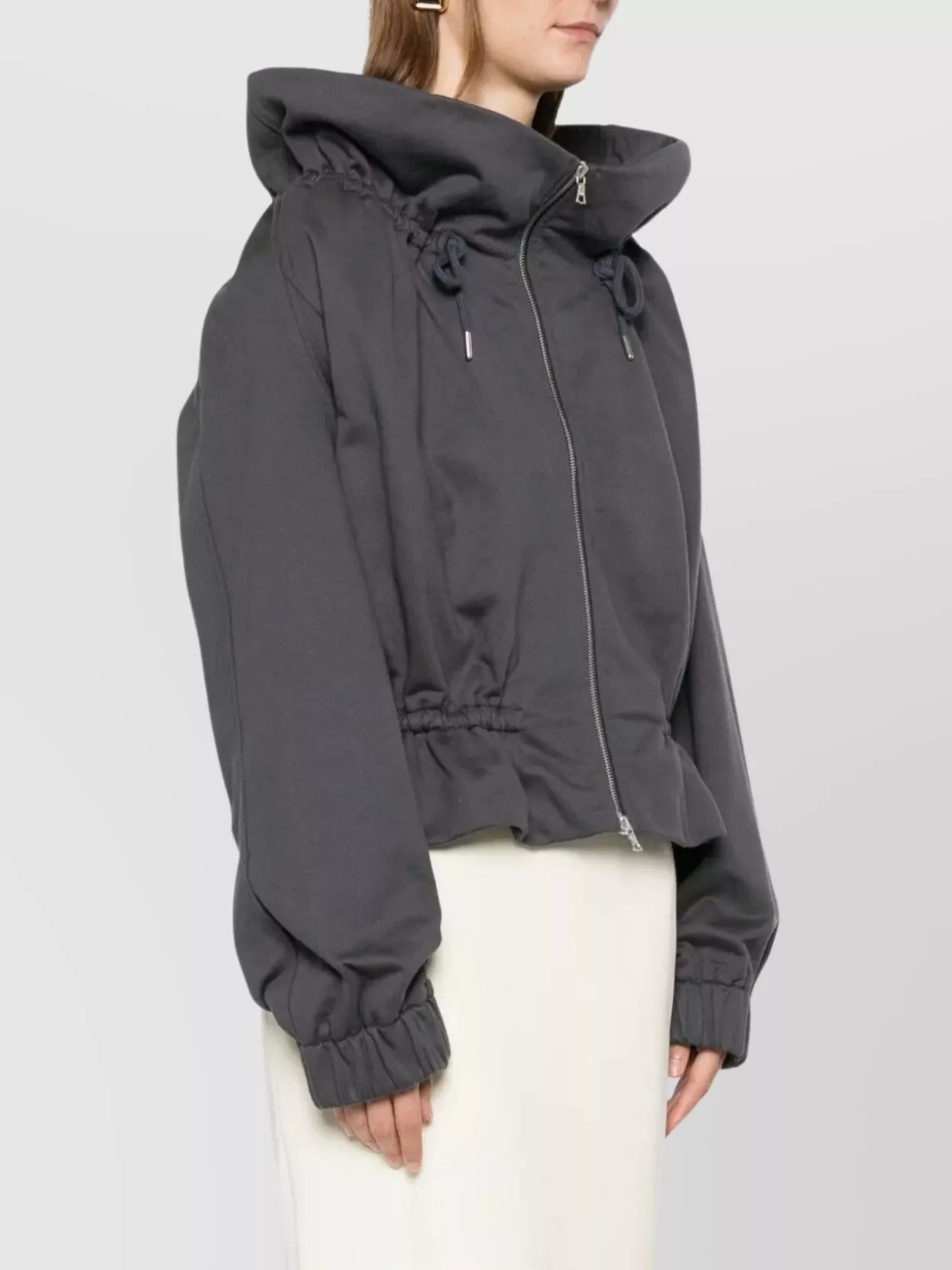 Dries Van Noten Cropped Hooded Jacket Drawstring Detail