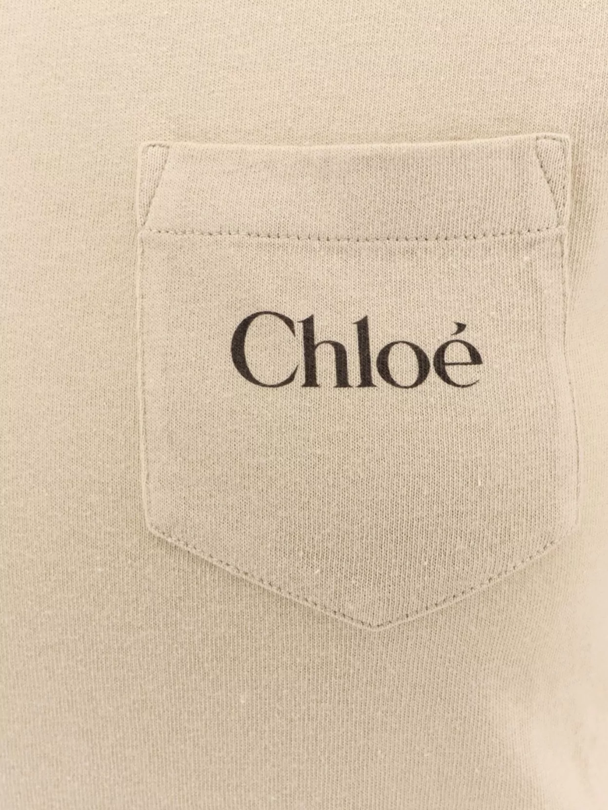 Shop Chloé Ribbed Trim Cotton T-shirt