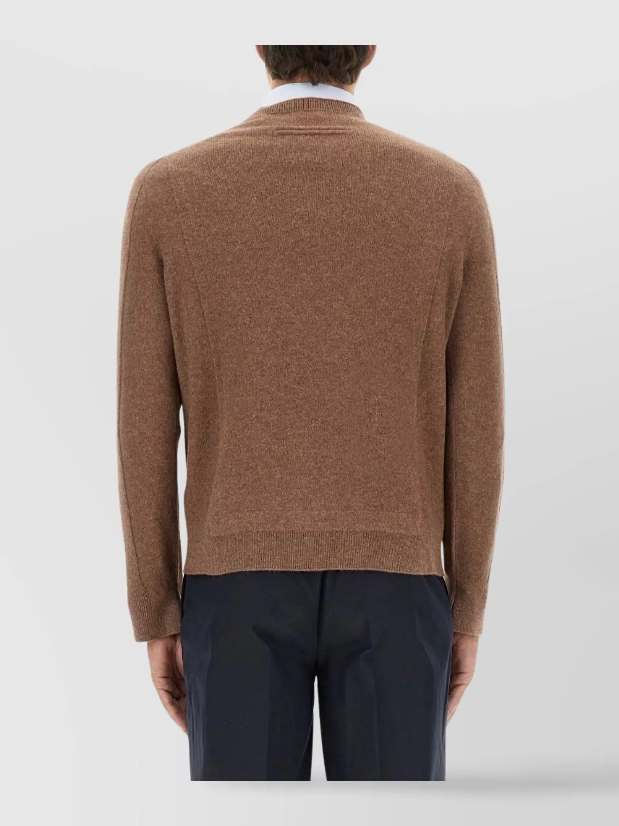 Zegna Ribbed Cuff Long Sleeve Crew Neck Sweater