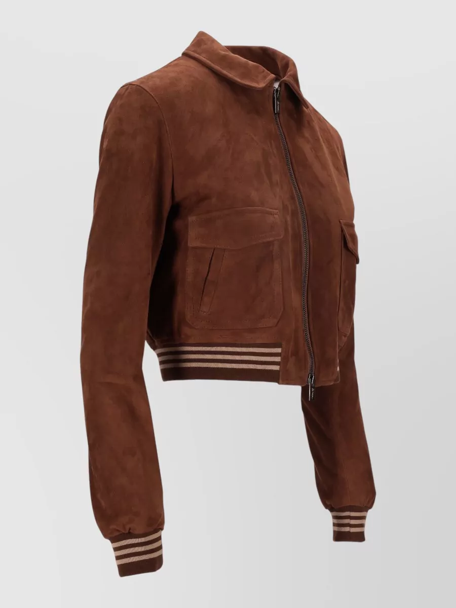La Rose Suede Leather Cropped Jacket