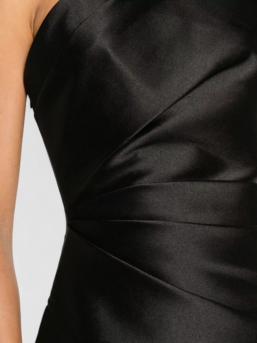 Solace London Satin One-Shoulder Sleeveless Pleated Maxi Dress
