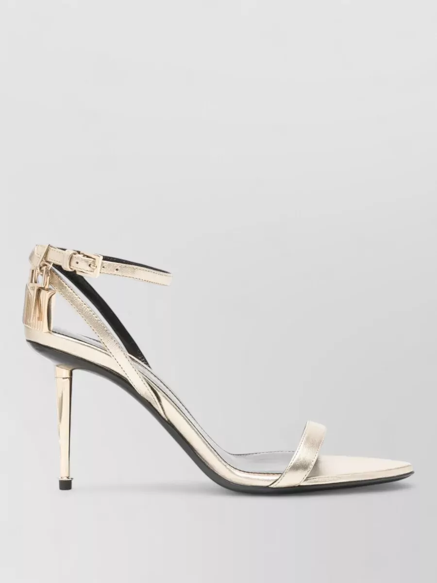 Tom Ford Ankle Strap Padlock Mid Heel Sandals