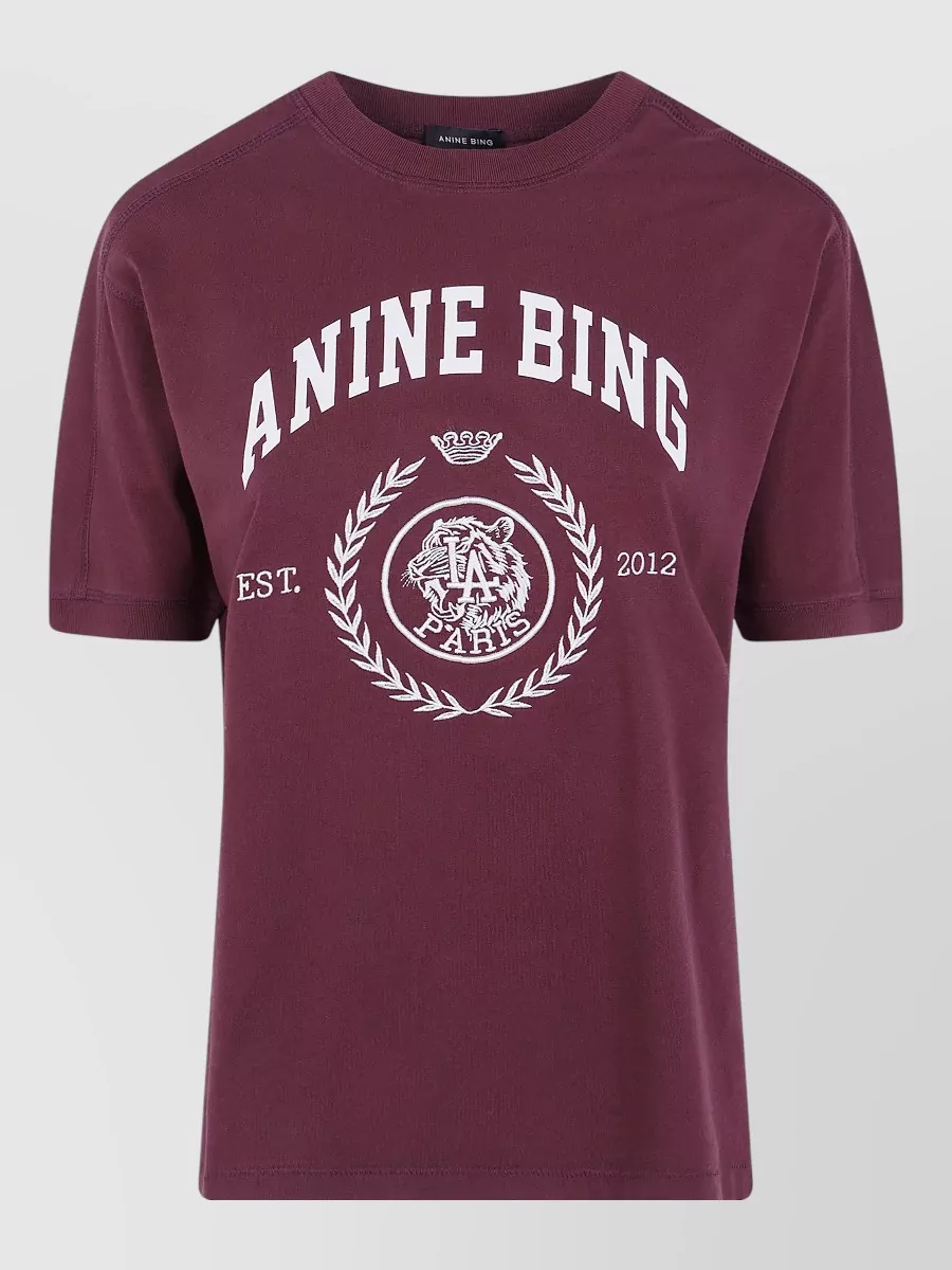 Anine Bing collegiate logo-print cotton t-shirt