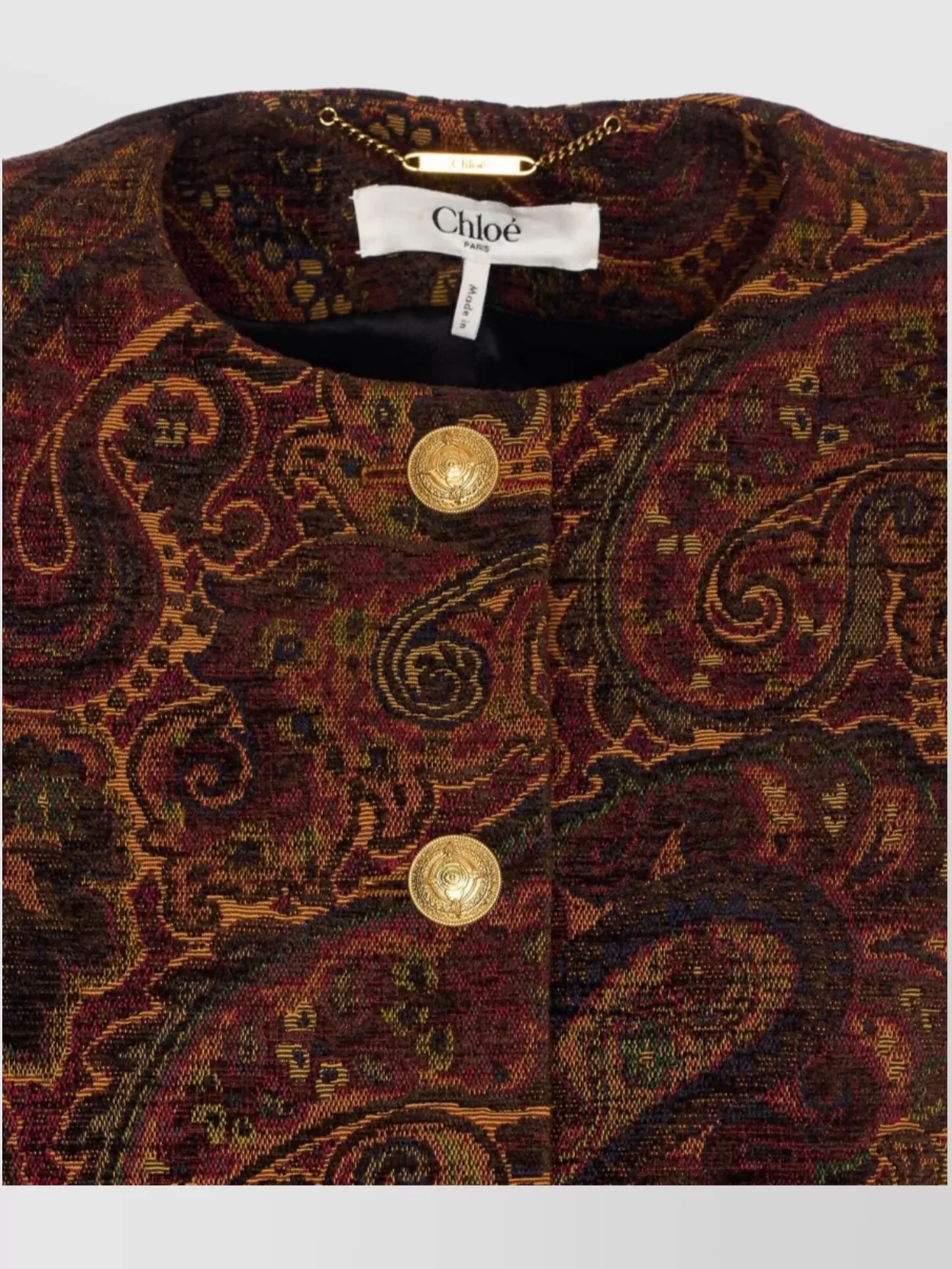 Chloé Jacket In Paisley Pattern Jacquard In Brown