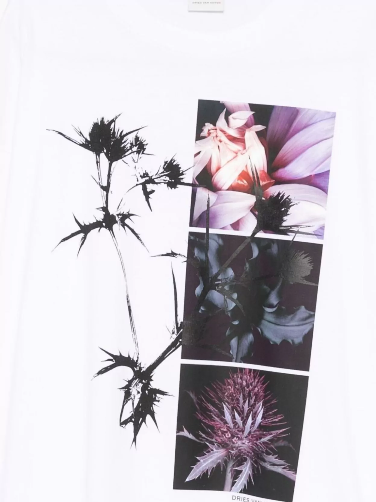 Dries Van Noten Floral Print Long-sleeve Round Neck T-shirt In White