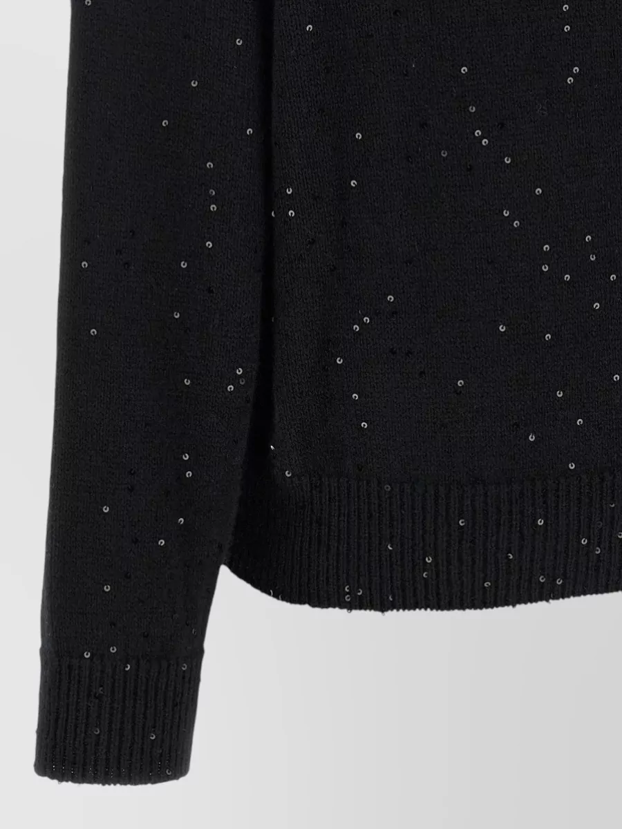 Brunello Cucinelli Cashmere Silk Sequin-Embroidered V-Neck Sweater
