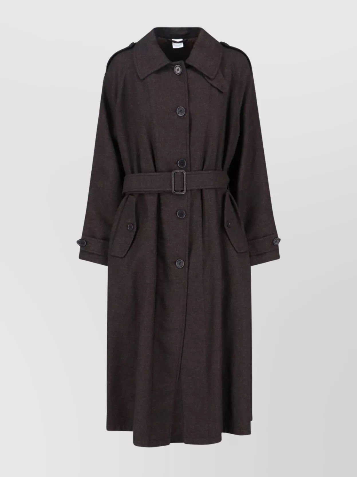 Aspesi Long High Collar Jacket With Belted Waist